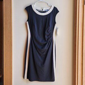 NWT CHAPS Black/Cream Cap Sleeve Sheath Dress Size 12